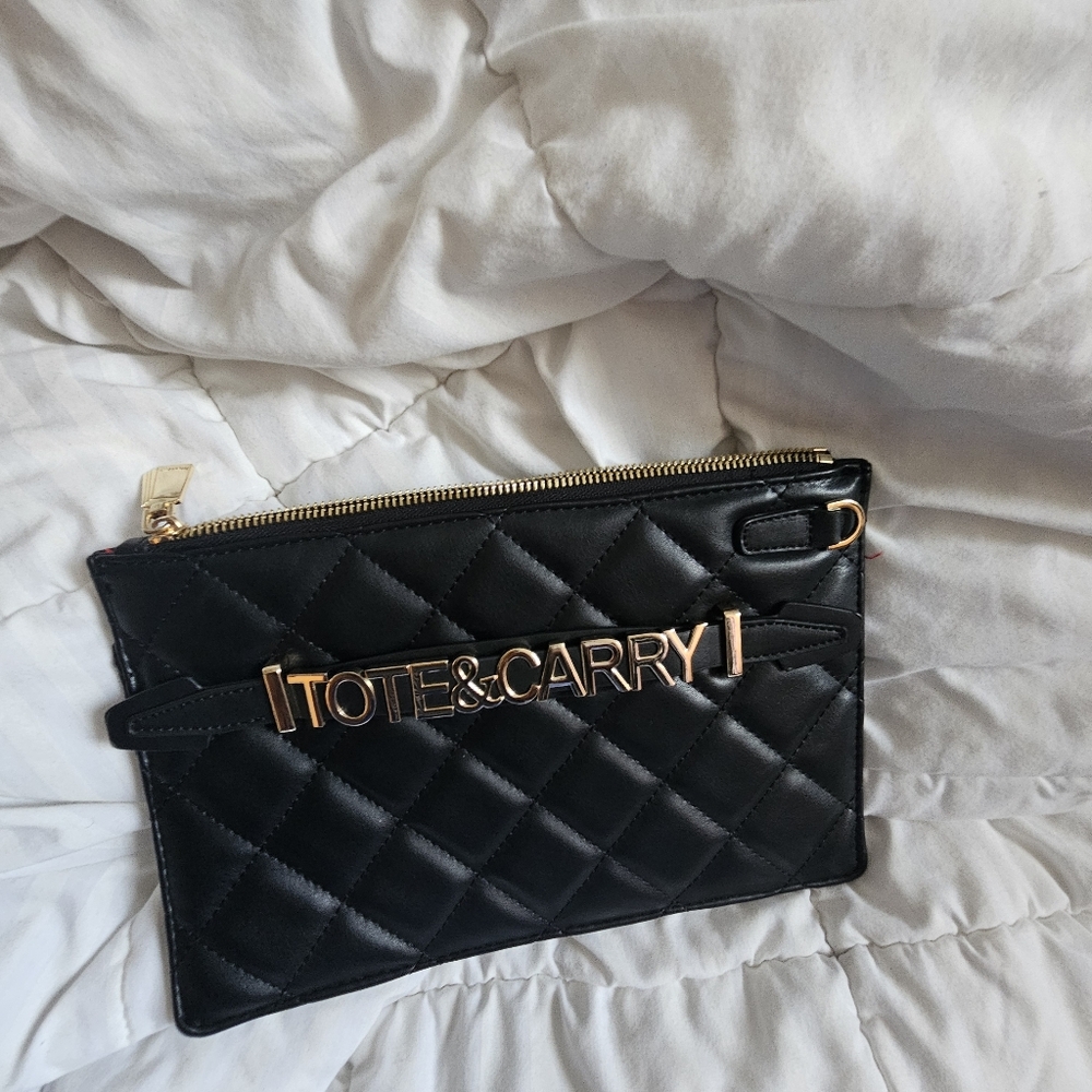 Black Tote&Carry Quilted Clutch